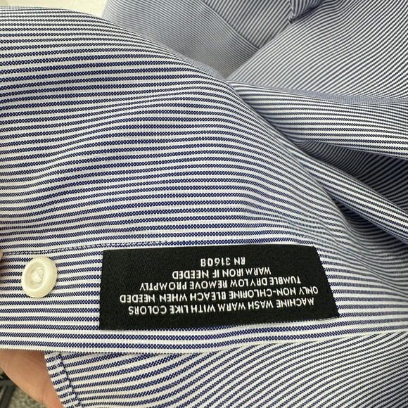 Jos A Bank Traveler Mens Button Down Shirt Blue White Stripe Traditional 16 33 - Picture 9 of 10